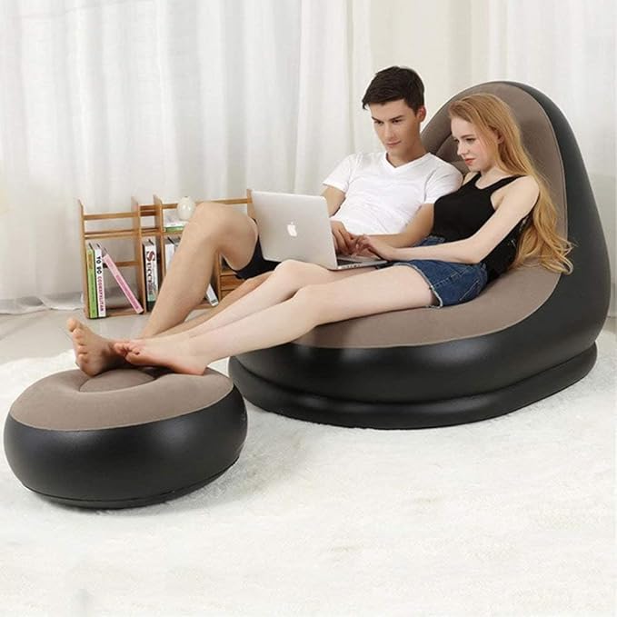 Inflatable Air Sofa with Foot-rest + Electric Pump ( Multi Colour )