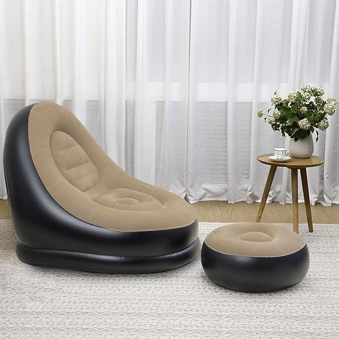 Inflatable Air Sofa with Foot-rest + Electric Pump ( Multi Colour )